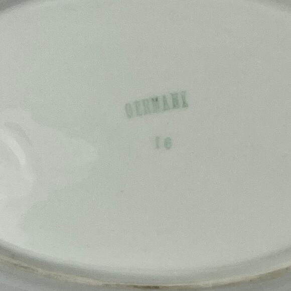 German Porcelain Trinket Dish Victorian Couple Farming Lattice Reticulated Bowl - Picture 9 of 9